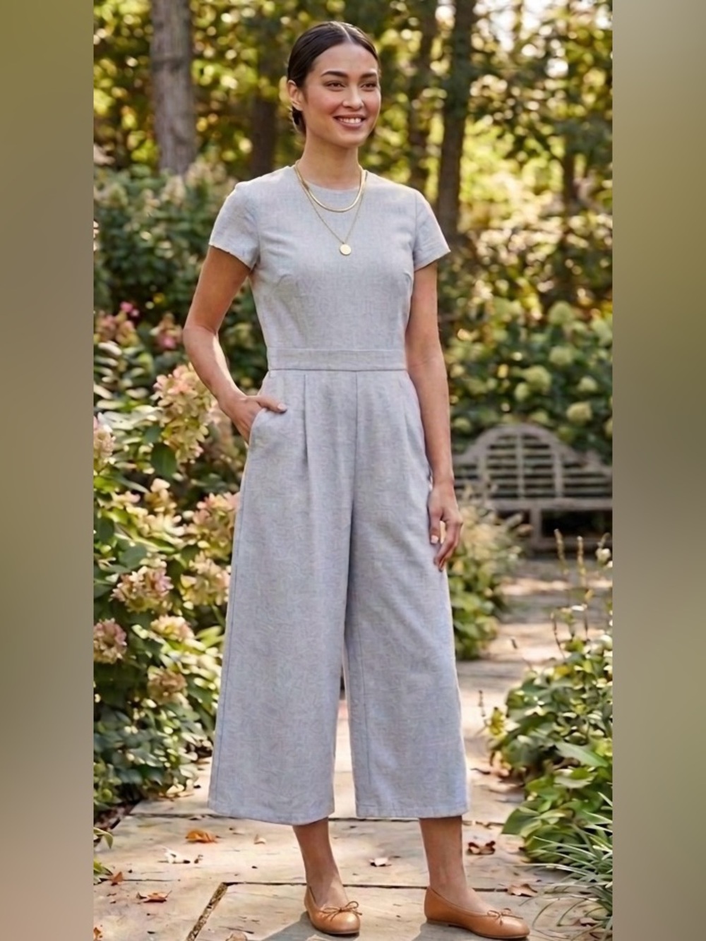 Jude Connally Stretch Knit Jumpsuit Wide Leg Capri XL
